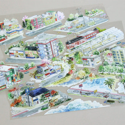 6cm*100cm Urban Scenery PET Tape for journaling, scrapbooking and collage