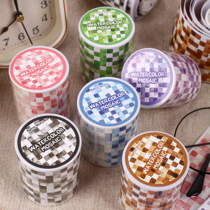 Watercolor Mosaic Series Washi Tape featuring color designs for journaling, scrapbooking and collage