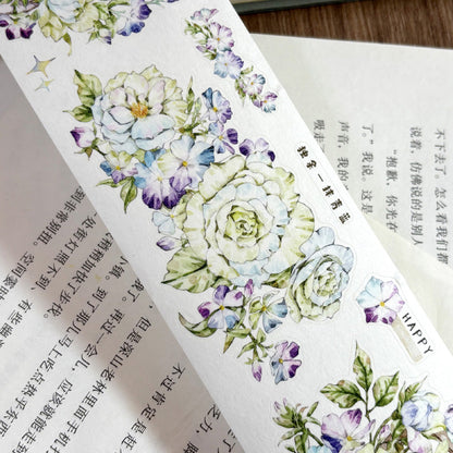 Clear blue flower Die-Cutting Washi Tape - Whole Roll 5.5cm×5m