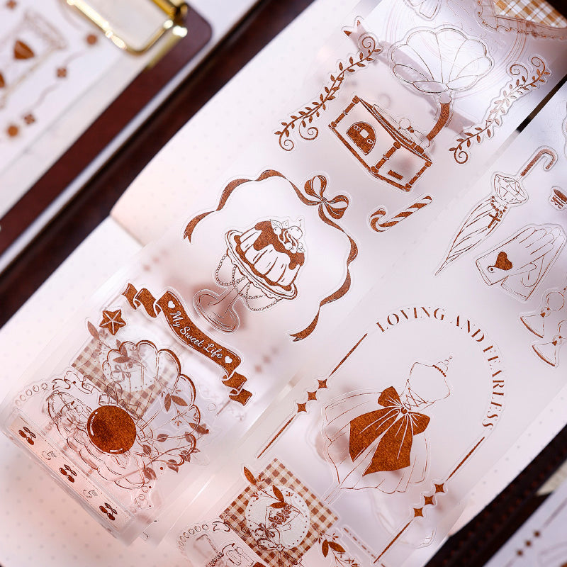 Whole Roll 5cm*5m Caramel Collection Die Cutting Washi/Fog PET Tape for journaling, scrapbooking and collage