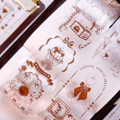Whole Roll 5cm*5m Caramel Collection Die Cutting Washi/Fog PET Tape for journaling, scrapbooking and collage