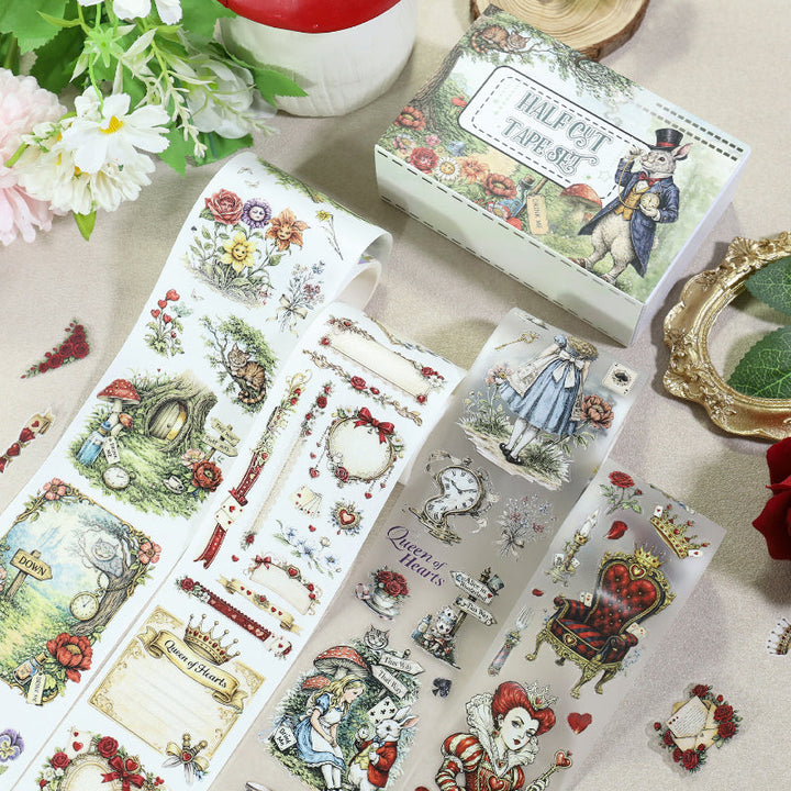 Alice's Magical Tea Party Tape Set featuring tea, and party designs for journaling, scrapbooking and collage