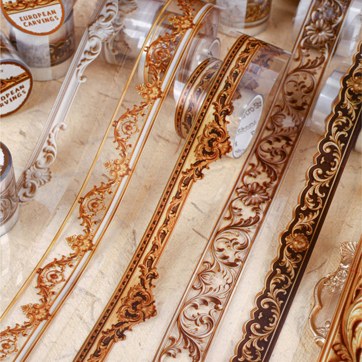 European Style Embroidery Series PET Tape featuring european designs for journaling, scrapbooking and collage