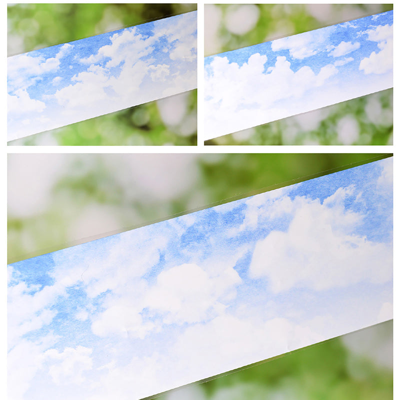 6.3cm*60cm Blue Sky White Clouds White Ink PET Tape