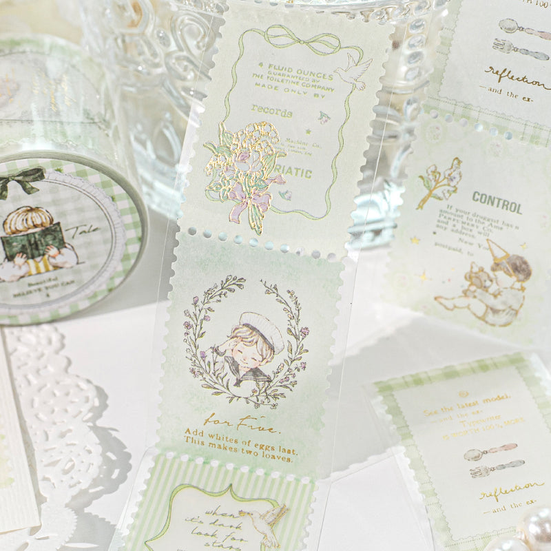 Fairy Tale Town Series Die Cutting Gold Stamping Sulfuric Acid Paper Tape featuring fairy, tale, and old designs for journaling, scrapbooking and collage