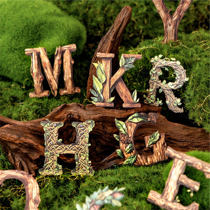 Forest Alphabet Guide Series Sticker featuring forest designs for journaling, scrapbooking and collage