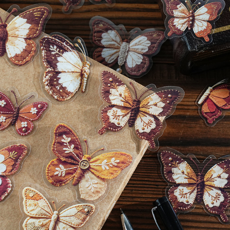 Fabric Butterfly Chronicles Series Sticker featuring butterfly designs for journaling, scrapbooking and collage