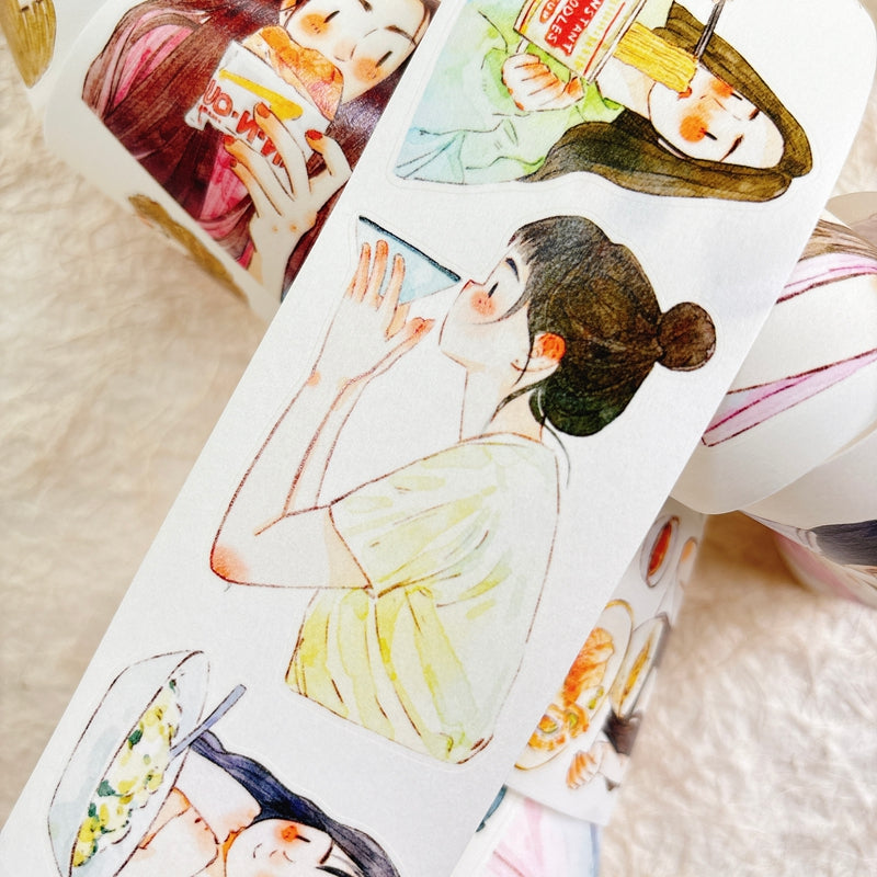 5.5cm*333cm Having a meal Die Cutting Washi/PET/Fog PET Tape for journaling, scrapbooking and collage