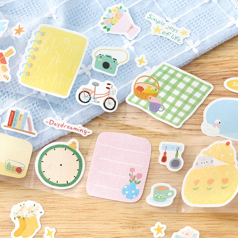 Warm Little Happiness Series Die Cutting White Kraft Paper Tape featuring white designs for journaling, scrapbooking and collage