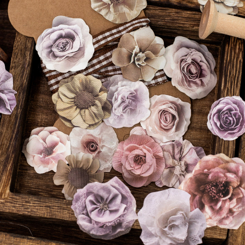 Flower Cutting Old Treasures Series Sticker featuring old, and flower designs for journaling, scrapbooking and collage