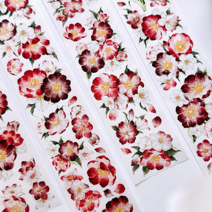 Whole Roll 5.5cm*5m Red Sand Dance Washi/PET Tape featuring red designs for journaling, scrapbooking and collage