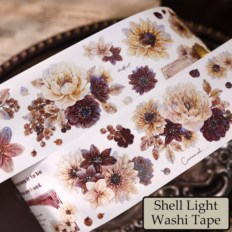 5.5cm*125cm Peony Flower Narrative Die Cutting Washi/PET/Shell Light Washi/PET Tape