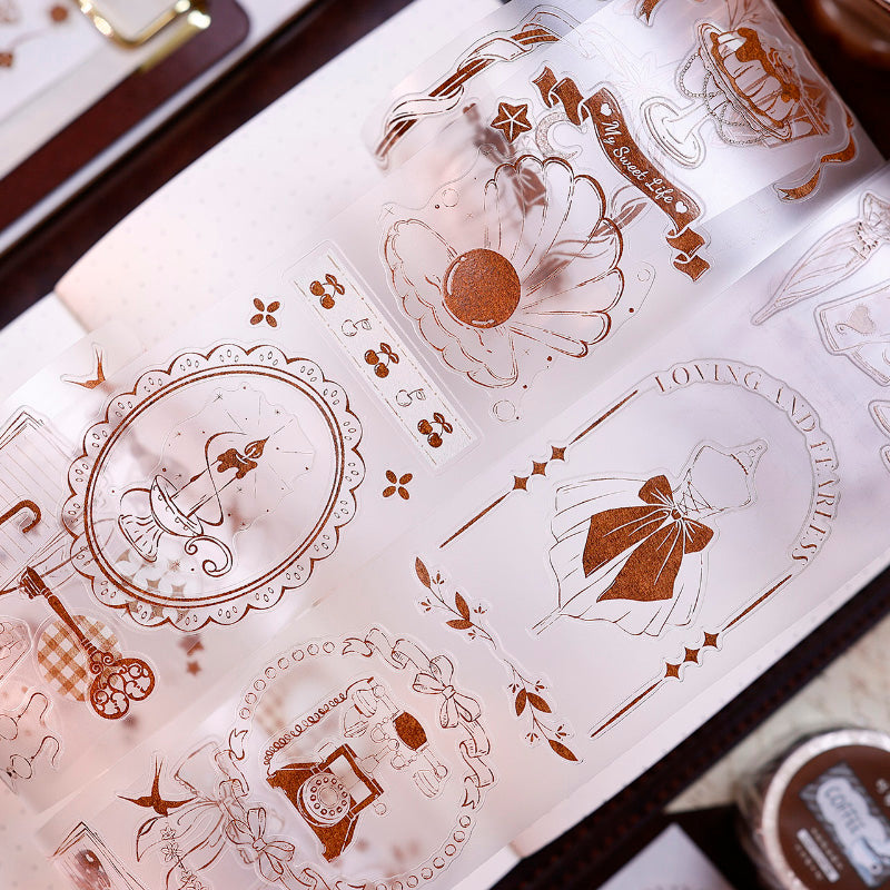 Whole Roll 5cm*5m Caramel Collection Die Cutting Washi/Fog PET Tape for journaling, scrapbooking and collage