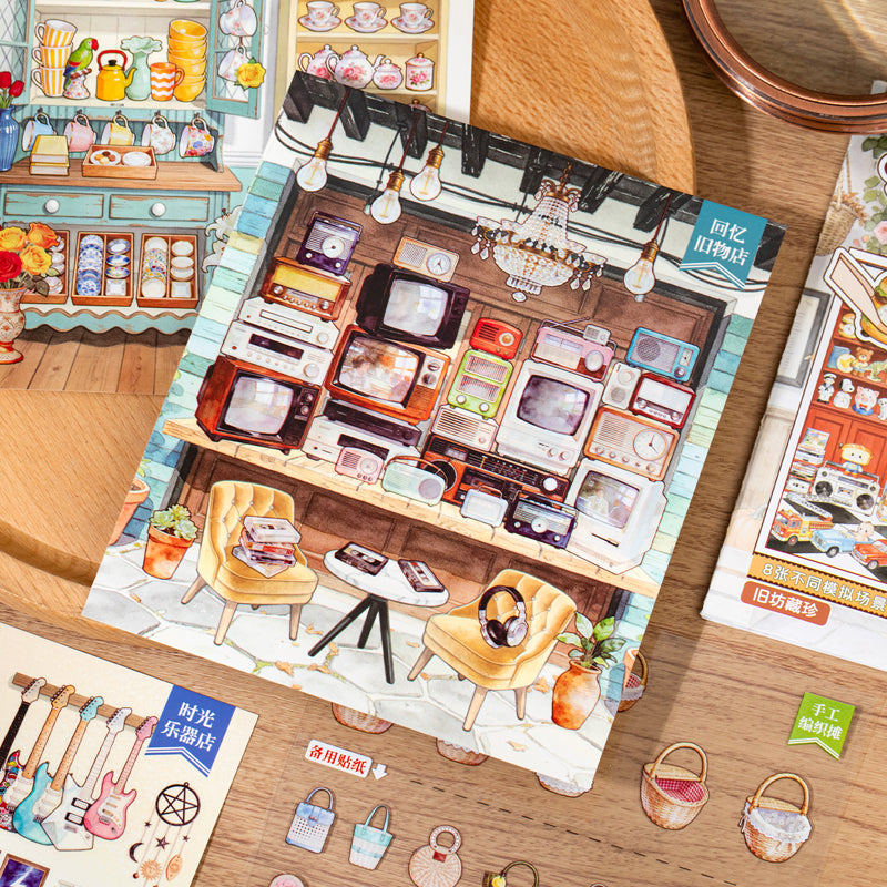 Tea Break Series 3D Sticker Book featuring tea, and book designs for journaling, scrapbooking and collage