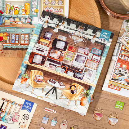 Tea Break Series 3D Sticker Book featuring tea, and book designs for journaling, scrapbooking and collage