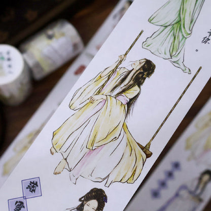 6.1cm*100cm Ancient Graceful Lady Die Cutting Washi/PET Tape for journaling, scrapbooking and collage