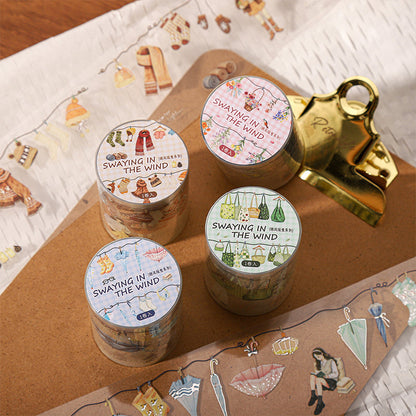 Wind Riding Branch Series Die Cutting Silver Stamping PET Tape