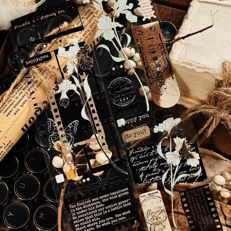 Whole Roll 5cm*5m Iris flower PET Tape featuring flower designs for journaling, scrapbooking and collage