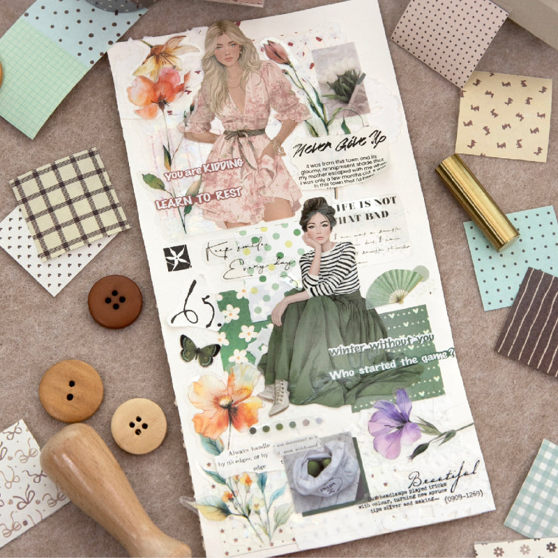 Dot Pattern Battle Series Die Cutting White Kraft Paper Tape featuring white, and dot designs for journaling, scrapbooking and collage