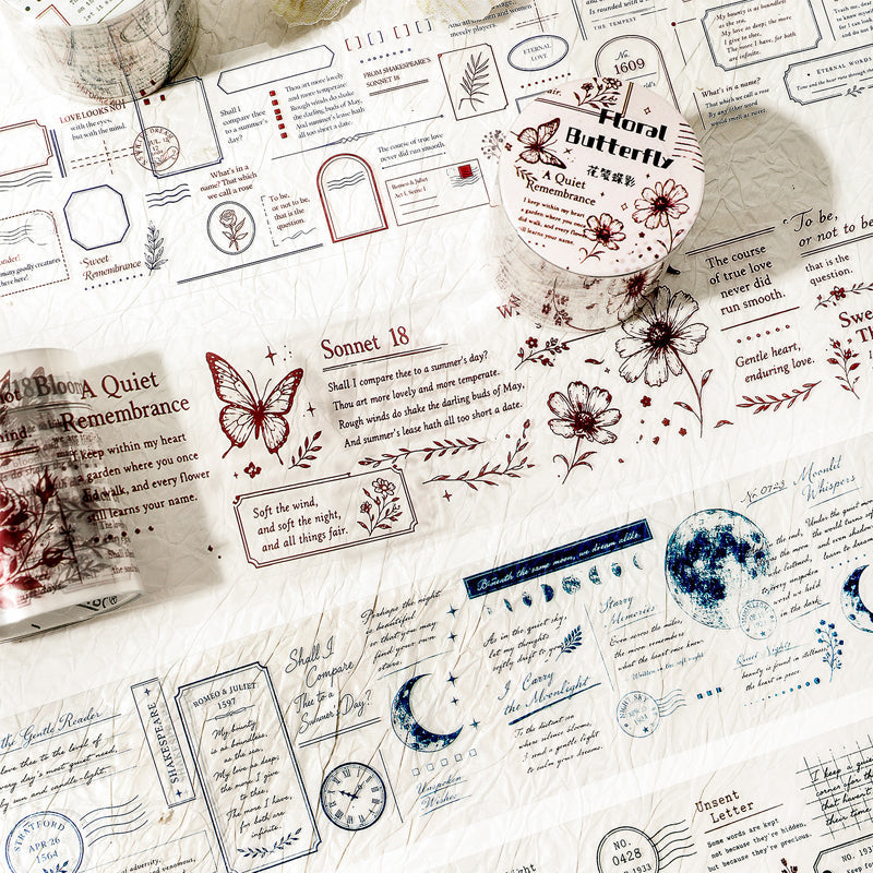 Ink Stains Letter Series PET Tape featuring letter designs for journaling, scrapbooking and collage