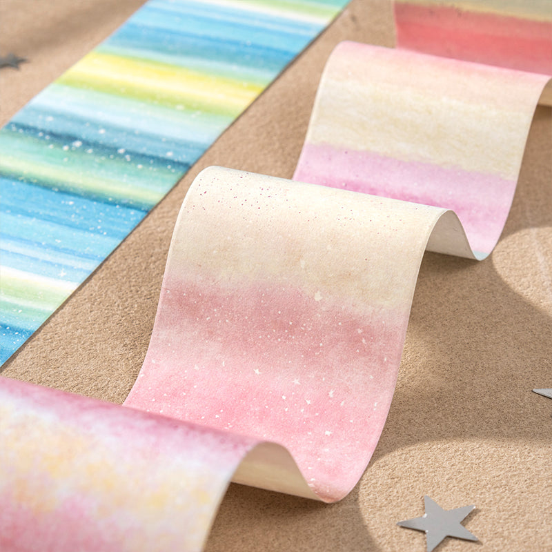 Velvet Mist Starfield Series White Kraft Paper Tape featuring white, and star designs for journaling, scrapbooking and collage