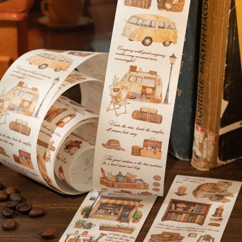 Coffee and Cat Series Washi Tape featuring cat designs for journaling, scrapbooking and collage