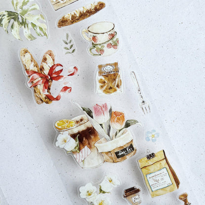 5.5cm*104cm Coffee Story Die Cutting Washi/PET/Fog PET Tape for journaling, scrapbooking and collage