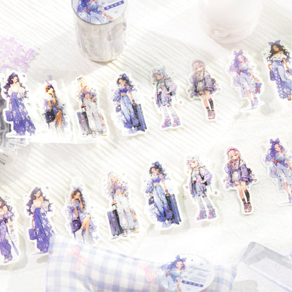 Dopamine girl Series Die Cutting Self-adhesive Tape featuring girl designs for journaling, scrapbooking and collage