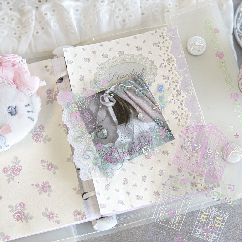 Rose Story Series Die Cutting Silver Stamping PET Tape