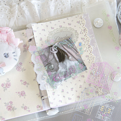 Rose Story Series Die Cutting Silver Stamping PET Tape