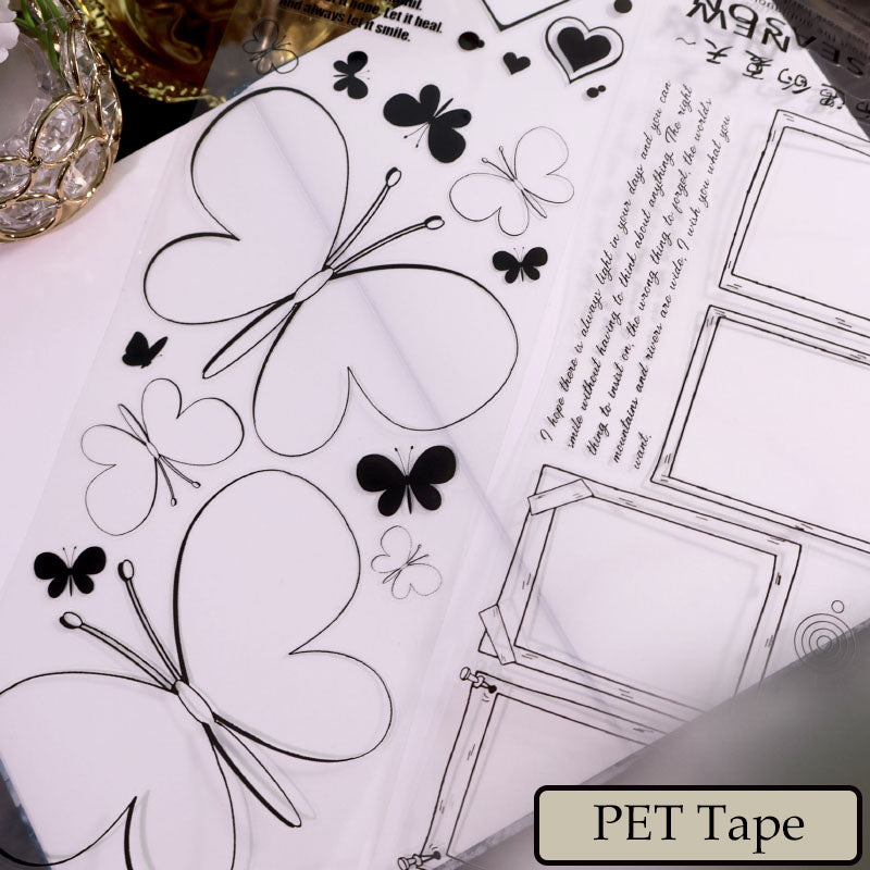 Whole Roll 10cm*5m Frame Shadow Notes Die Cutting Washi/PET Tape