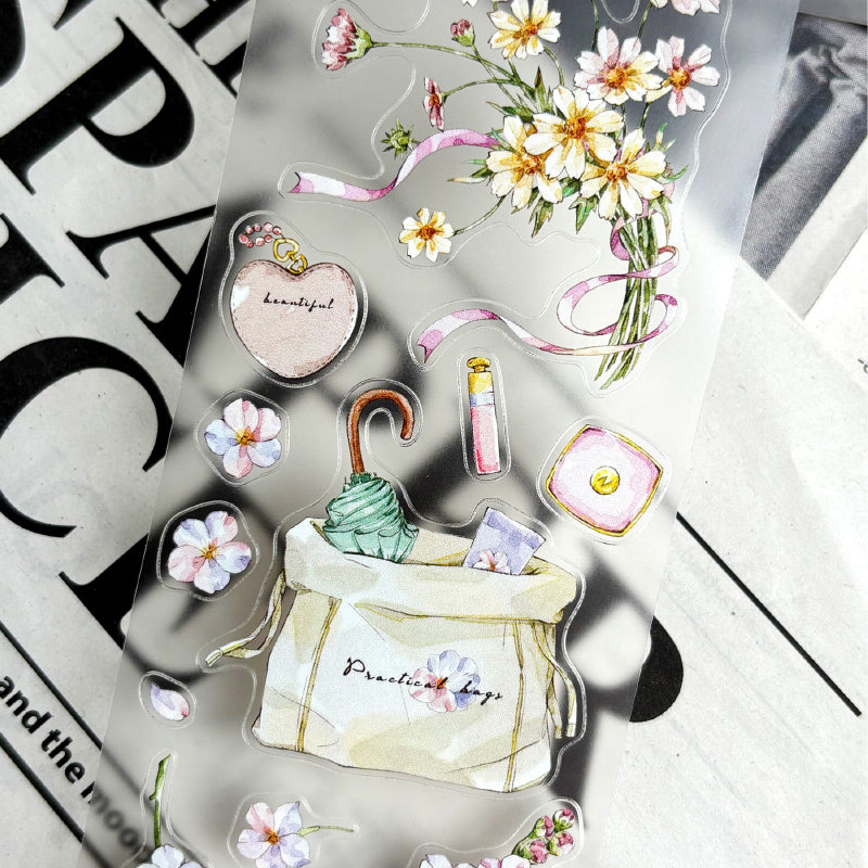 Whole Roll 5.5cm*5m Flowers Stories Die Cutting Washi/PET/Fog PET Tape featuring flower designs for journaling, scrapbooking and collage
