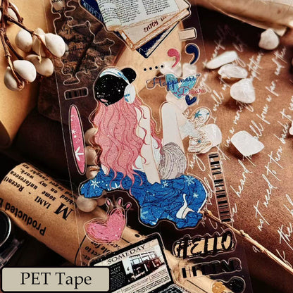 Whole Roll 5.5cm*5m Relaxing Daily Life Die Cutting Washi/PET Tape