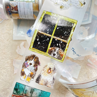 6cm*333cm Cuddly Dog Die Cutting Washi/PET/Fog PET Tape featuring dog designs for journaling, scrapbooking and collage