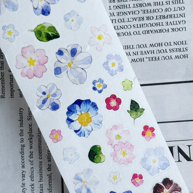 5cm*166cm Little Flower Die Cutting Washi/PET Tape featuring flower designs for journaling, scrapbooking and collage