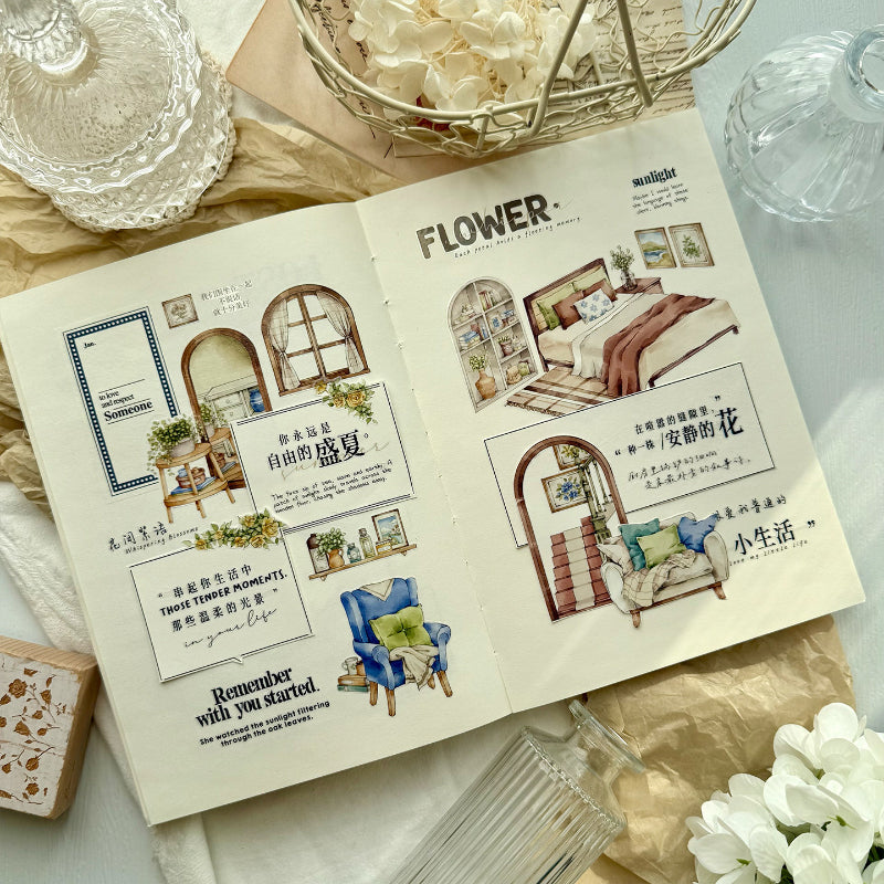 7.5cm*125cm Rural Cottage Die Cutting Washi/PET Tape featuring cottage designs for journaling, scrapbooking and collage