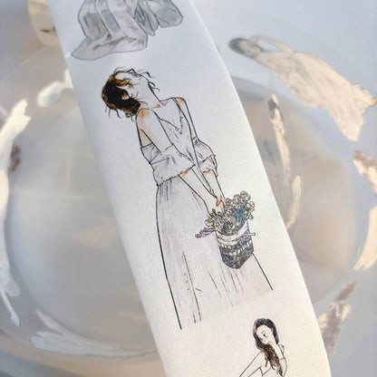 Whole Roll 5.5cm*10m Solitary Living Period Die Cutting Washi/PET/Fog PET Tape for journaling, scrapbooking and collage