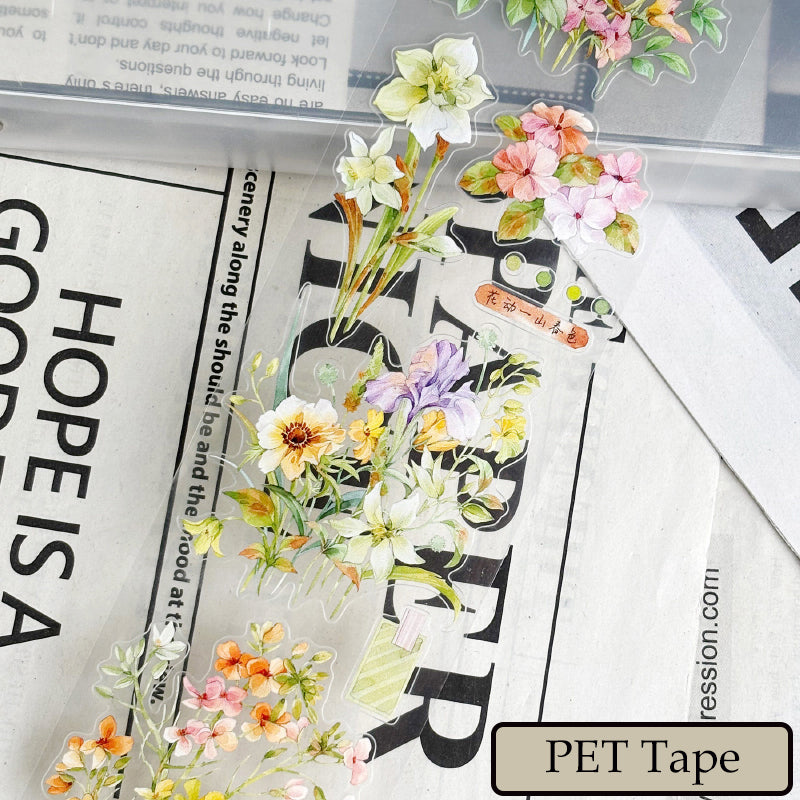 Whole Roll 6cm*5m Bouquet Of Spring Die Cutting Washi/PET Tape