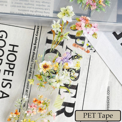 Whole Roll 6cm*5m Bouquet Of Spring Die Cutting Washi/PET Tape