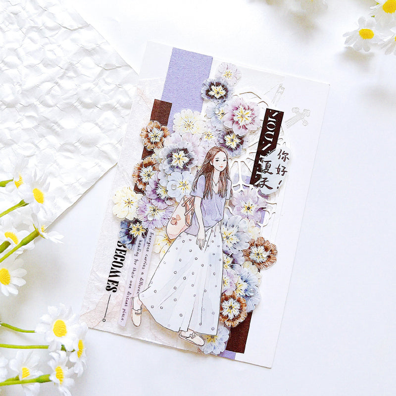 5cm*100cm Fairy Primrose Die Cutting Washi/PET/Flash Sand Synthetic Paper Tape featuring rose, and fairy designs for journaling, scrapbooking and collage