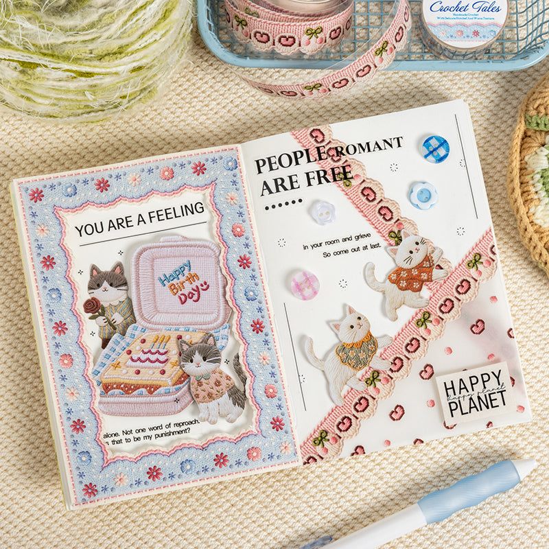 Crochet Tales Series PET Tape featuring tale designs for journaling, scrapbooking and collage