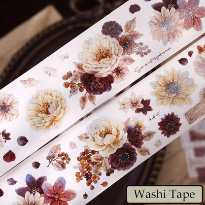 Peony Flower Narrative Die-Cutting Washi Tape - Whole Roll 5.5cm×5m
