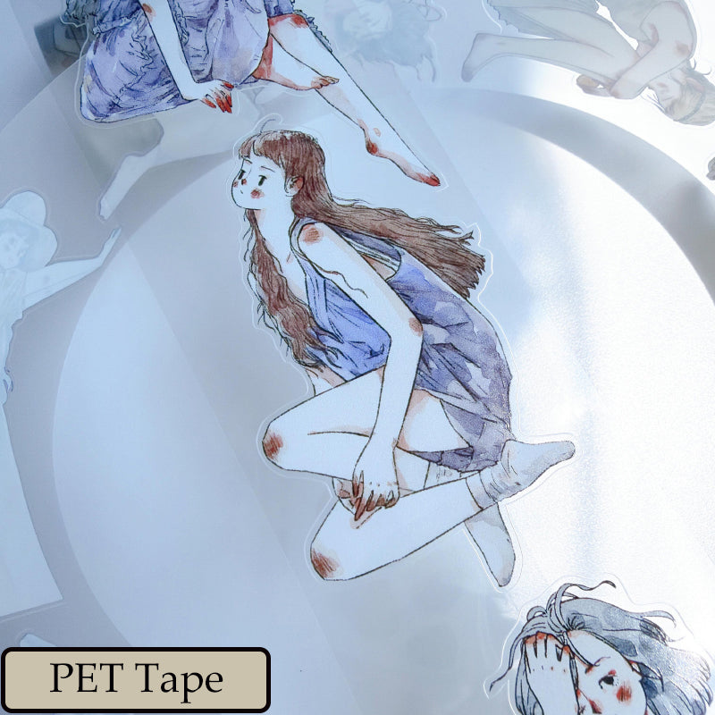 Whole Roll 5.5cm*5m Girls Thoughts Die Cutting Washi/PET/Fog PET Tape