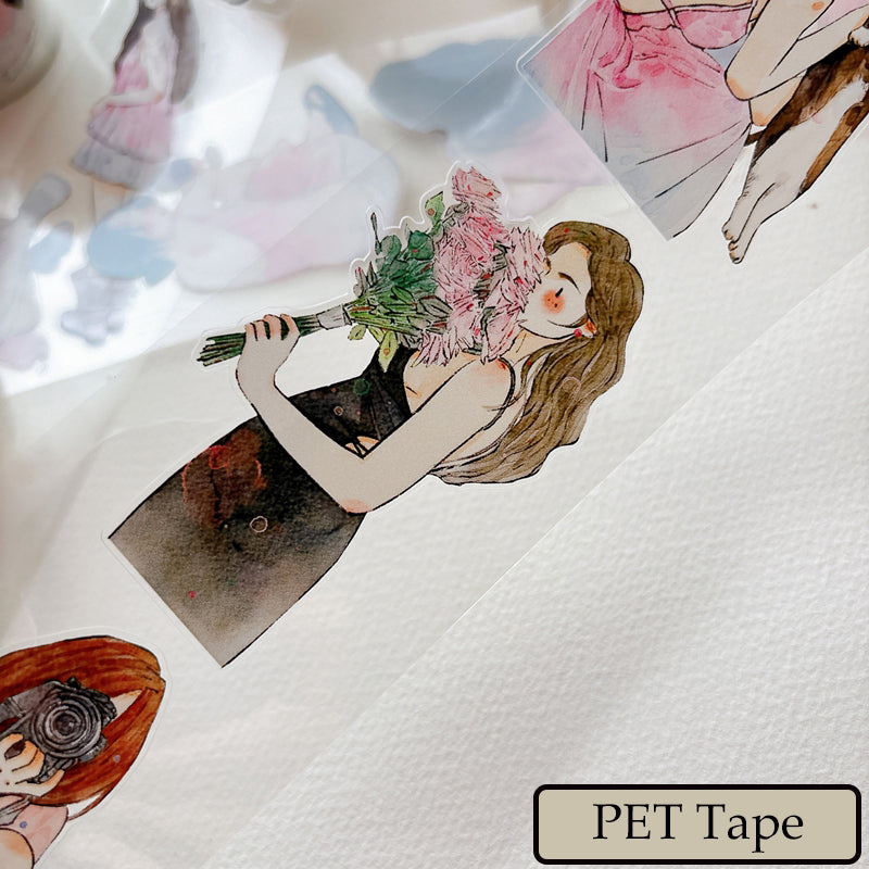 Whole Roll 6cm*10m Little Pink Die Cutting Washi/PET/Fog PET Tape