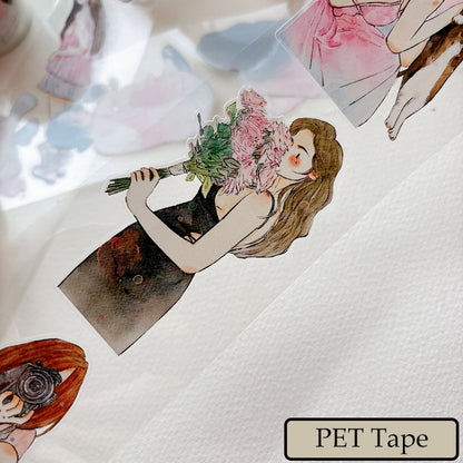 Whole Roll 6cm*10m Little Pink Die Cutting Washi/PET/Fog PET Tape