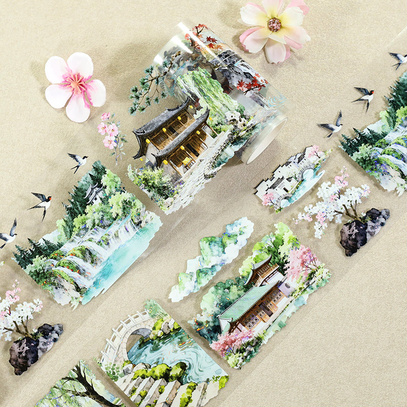 Landscapes Come To Life Shell Light PET Tape featuring light designs for journaling, scrapbooking and collage