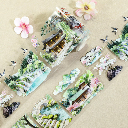 Landscapes Come To Life Shell Light PET Tape featuring light designs for journaling, scrapbooking and collage