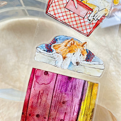 6cm*333cm Cuddly Dog Die Cutting Washi/PET/Fog PET Tape featuring dog designs for journaling, scrapbooking and collage