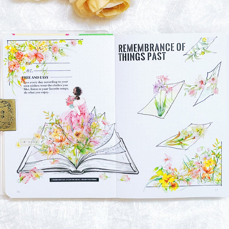 Whole Roll 6cm*5m Bouquet Of Spring Die Cutting Washi/PET Tape featuring spring designs for journaling, scrapbooking and collage