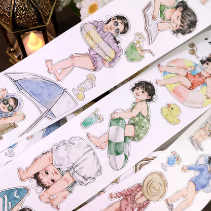 6cm*100cm Go To The Beach Die Cutting Synthetic Paper/PET Tape